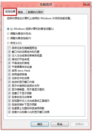 Windows 8中如何调节视觉效果从而提高性能图片4